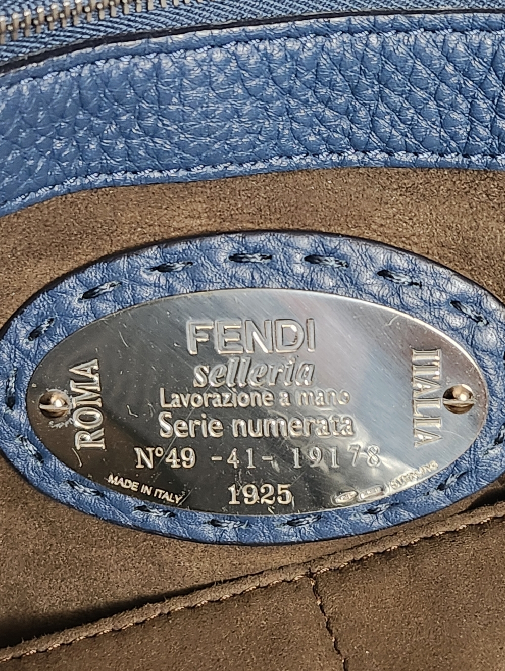Fendi Blue Selleria Leather Anna Bag - Picture 13 of 16